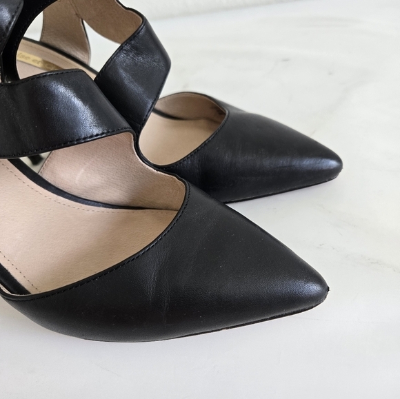 Louise et Cie Pearls Jara Black Leather Pointy Toe Shies Pumps Heels Size 7 - Picture 4 of 16